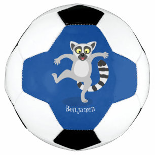 Cute ring tail lemur dansend cartoon illustratie voetbal