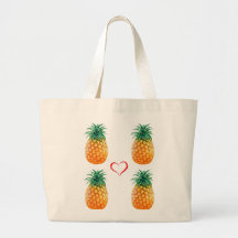 Cute ripe yellow pineapple canvas tas