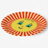 Cute Rising Sun Happy Face & Red Rays Paper Bord (Gekanteld)