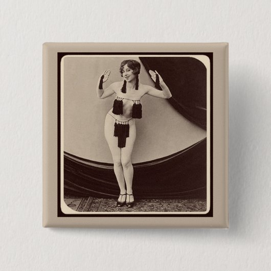 Cute risqué 1920's Flapper Girl Button (Voorkant)