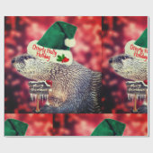 Cute River Otter smakelijk kerstpapier Cadeaupapier (Vlak)