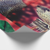Cute River Otter smakelijk kerstpapier Cadeaupapier (Hoek)