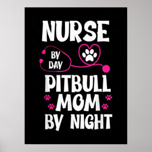 Cute RN Nurse Pit Bull Ma Paw Dog Puppy Lover Poster