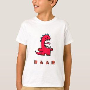 Cute Roaring Red Dinosaur RAAR Kinder T-shirt