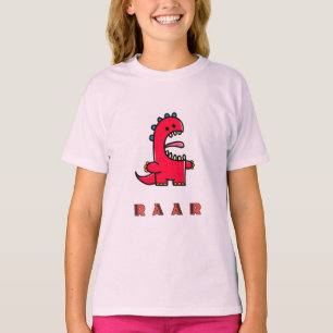 Cute Roaring Red Dinosaur RAAR Kinder T-shirt