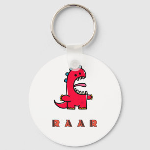 Cute Roaring Red Dinosaur RAAR Sleutelhanger