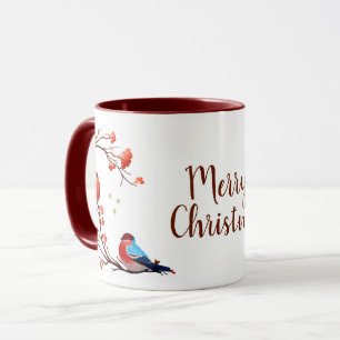 Cute Robin Birds op Red Berry Branch Kerstmis Mok