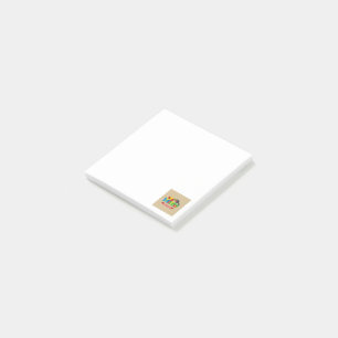 Cute Robin en de vier kleurrijke cadeautjes Post-it® Notes