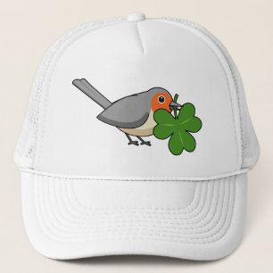 Cute Robin met Shamrock Clover-Cartoon Trucker Pet