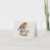 Cute Robin Orange Oiseau Teacup Aquarelle (Devant)