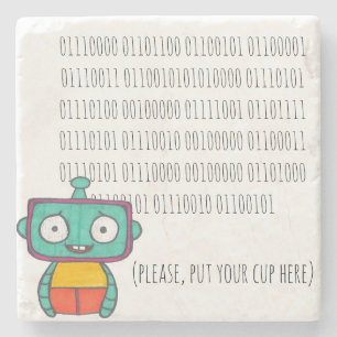 Cute Robot Binary Stenen Onderzetter
