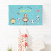 Cute Robot Birthday Party Welcome Banner (Insitu)