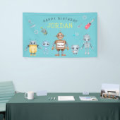 Cute Robot Birthday Party Welcome Banner (Beurs)