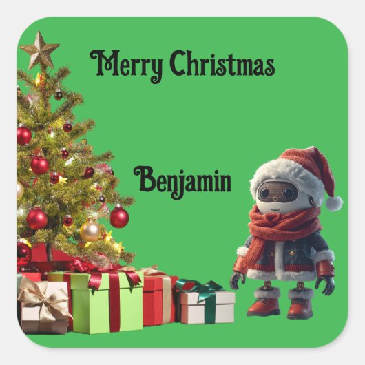cute robot Christmas holiday Sticker (Devant)