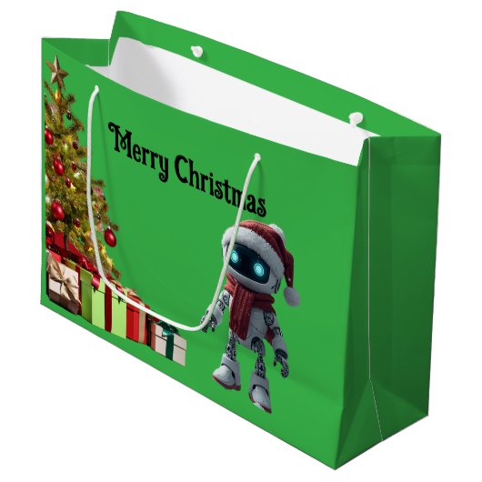 cute robot Christmas holiday tech Gift Bag Groot Cadeauzakje (Voorkant Gekanteld)