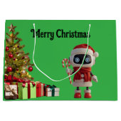 cute robot Christmas holiday tech Gift Bag Groot Cadeauzakje (Voorkant)