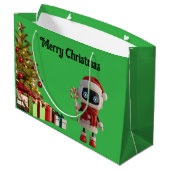 cute robot Christmas holiday tech Gift Bag Groot Cadeauzakje (Achterkant Gekanteld)