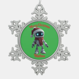 cute robot Christmas Snowflake Framed Ornament