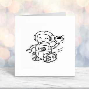 Cute Robot die koffie levert Zelfinktende Stempel