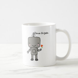 Cute Robot Flower Smile Domo Arigato Koffiemok