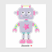Cute Robot, Funny Robot, Gekke Robot, Paarse Robot Sticker (Vel)