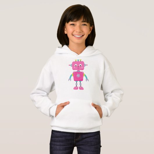 Cute Robot, Funny Robot, Gekke Robot, Robot, Roze  (Voorkant volledig)
