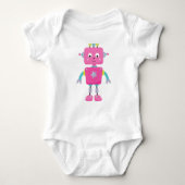Cute Robot, Funny Robot, Gekke Robot, Robot, Roze  Romper (Voorkant)