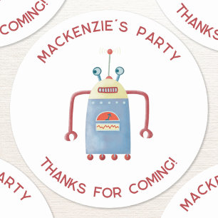 Cute Robot Gepersonaliseerd Dank u Klassieke Ronde Sticker