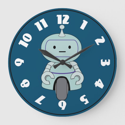 Cute Robot Illustration Grote Klok (Voorkant)