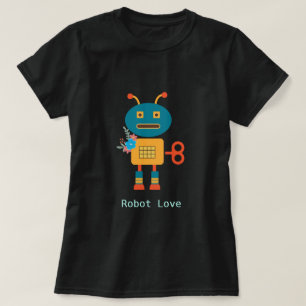 Cute robot met bloemen design t-shirt