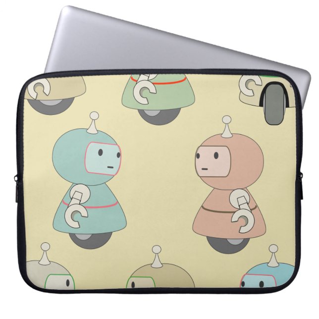 Cute Robot Pattern Laptop Sleeve (Voorkant)