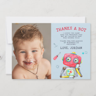 Cute Robot   Platte bedankkaart met foto