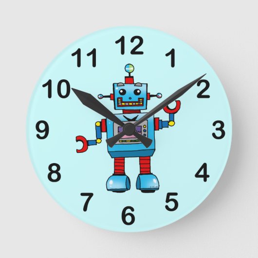 Cute robot ronde klok (Voorkant)