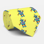Cute robot stropdas (Opgerold)
