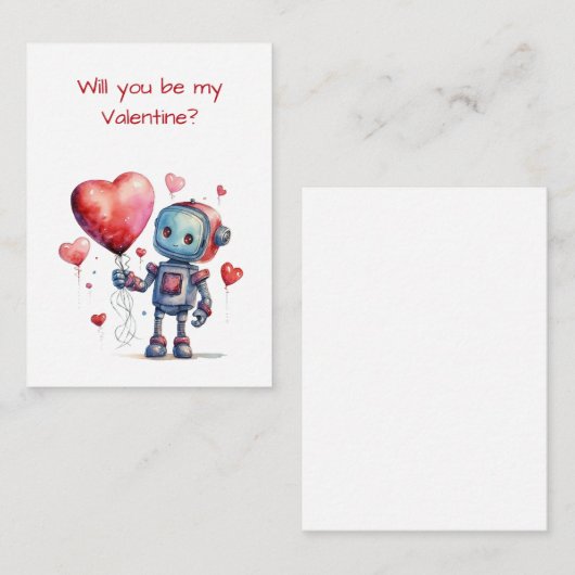Cute Robot Valentine Classe Exchange Carte Plat (Devant / Derrière)