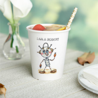 Cute Robot Verjaardagsfeestje Papieren Bekers