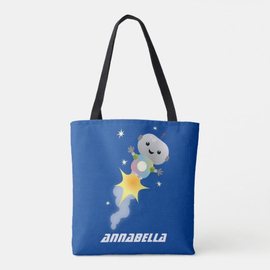 Cute robot vliegend in de cartoon van de ruimte draagtas (Achterkant)