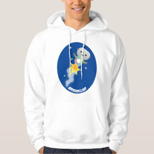 Cute robot vliegend in de cartoon van de ruimte hoodie