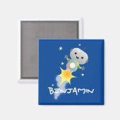 Cute robot vliegend in de cartoon van de ruimte magneet (Voorkant / Achterkant)