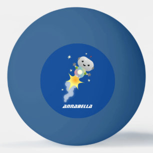 Cute robot vliegend in de cartoon van de ruimte pingpongballen