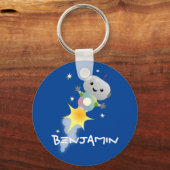 Cute robot vliegend in de cartoon van de ruimte sleutelhanger (Voorkant)