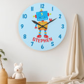 Cute Robot Wetenschap Jongens Slaapkamer Muur Grote Klok