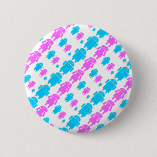 Cute robotfamiliepatroon ronde button 5,7 cm