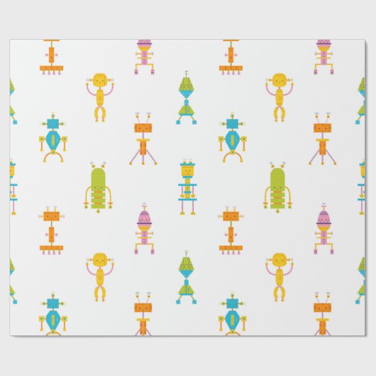 Cute Robots Cadeaupapier (Vlak)