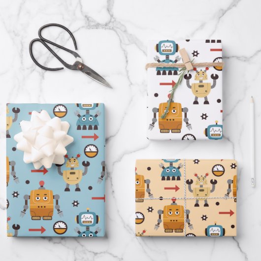 Cute Robots Inpakpapier Vel (Voorkant)