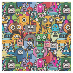 Cute robots XL Stof