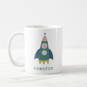 Cute Rocket Shiket Cool Space Art, gepersonaliseer Koffiemok