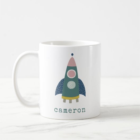 Cute Rocket Shiket Cool Space Art op maat Koffiemok (Links)
