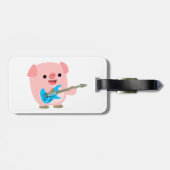 Cute Rockin Cartoon Pig Bagagelabel (Achterkant horizontaal)