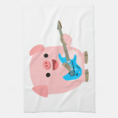 Cute Rockin Cartoon Pig Kitchen Towel Theedoek (Verticaal)